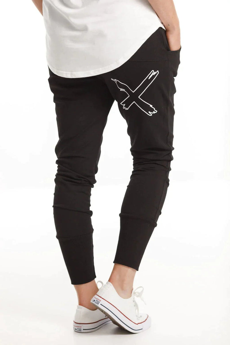 HOME-LEE_APARTMENT PANTS WINTER WEIGHT BLACK WITH WHITE OUTLINE X _ APARTMENT PANTS WINTER WEIGHT BLACK WITH WHITE OUTLINE X _ Ebony Boutique NZ