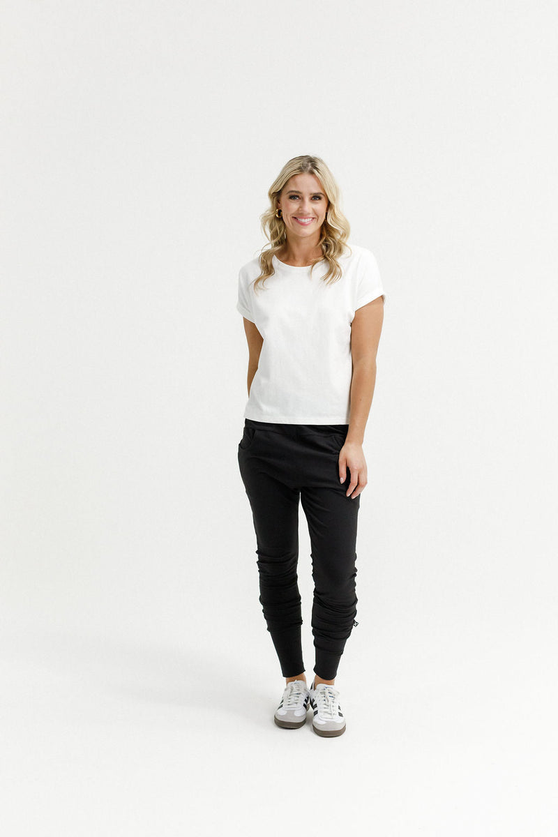 HOME - LEE_APARTMENT PANTS WINTER WEIGHT BLACK WITH WHITE OUTLINE X _ APARTMENT PANTS WINTER WEIGHT BLACK WITH WHITE OUTLINE X _ Ebony Boutique NZ
