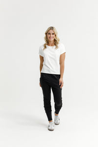 HOME - LEE_APARTMENT PANTS WINTER WEIGHT BLACK WITH WHITE OUTLINE X _ APARTMENT PANTS WINTER WEIGHT BLACK WITH WHITE OUTLINE X _ Ebony Boutique NZ