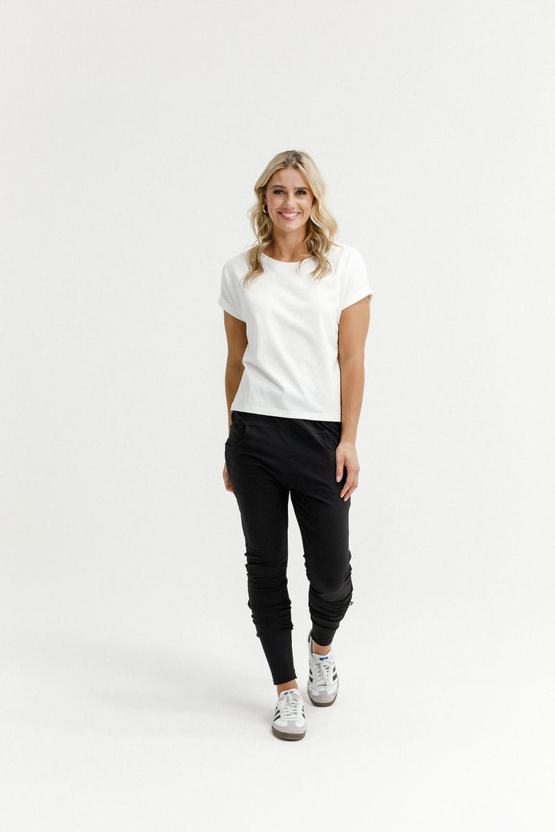 HOME - LEE_APARTMENT PANTS WINTER WEIGHT BLACK WITH WHITE OUTLINE X _ APARTMENT PANTS WINTER WEIGHT BLACK WITH WHITE OUTLINE X _ Ebony Boutique NZ