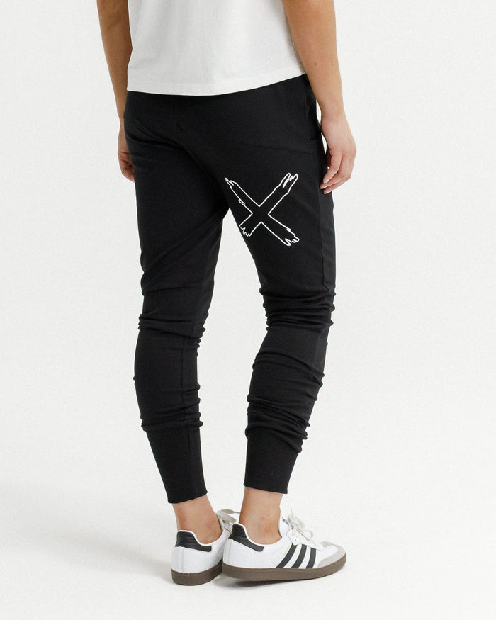HOME - LEE_APARTMENT PANTS WINTER WEIGHT BLACK WITH WHITE OUTLINE X _ APARTMENT PANTS WINTER WEIGHT BLACK WITH WHITE OUTLINE X _ Ebony Boutique NZ