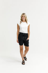 HOME - LEE_APARTMENT SHORTS BLACK WITH BLACK X _ APARTMENT SHORTS BLACK WITH BLACK X _ Ebony Boutique NZ