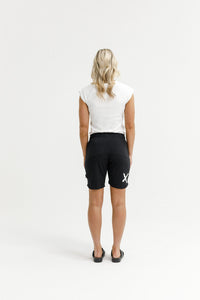 HOME - LEE_APARTMENT SHORTS BLACK WITH WHITE PRINT _ APARTMENT SHORTS BLACK WITH WHITE PRINT _ Ebony Boutique NZ