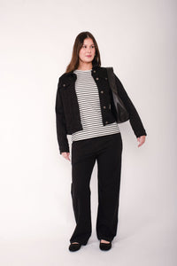 HOME - LEE_AVENUE PANTS BLACK WITH WHITE X _ AVENUE PANTS BLACK WITH WHITE X _ Ebony Boutique NZ