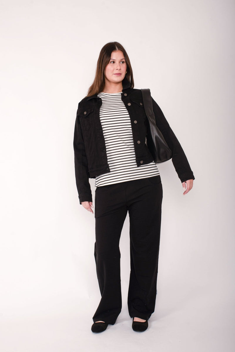HOME - LEE_AVENUE PANTS BLACK WITH WHITE X _ AVENUE PANTS BLACK WITH WHITE X _ Ebony Boutique NZ