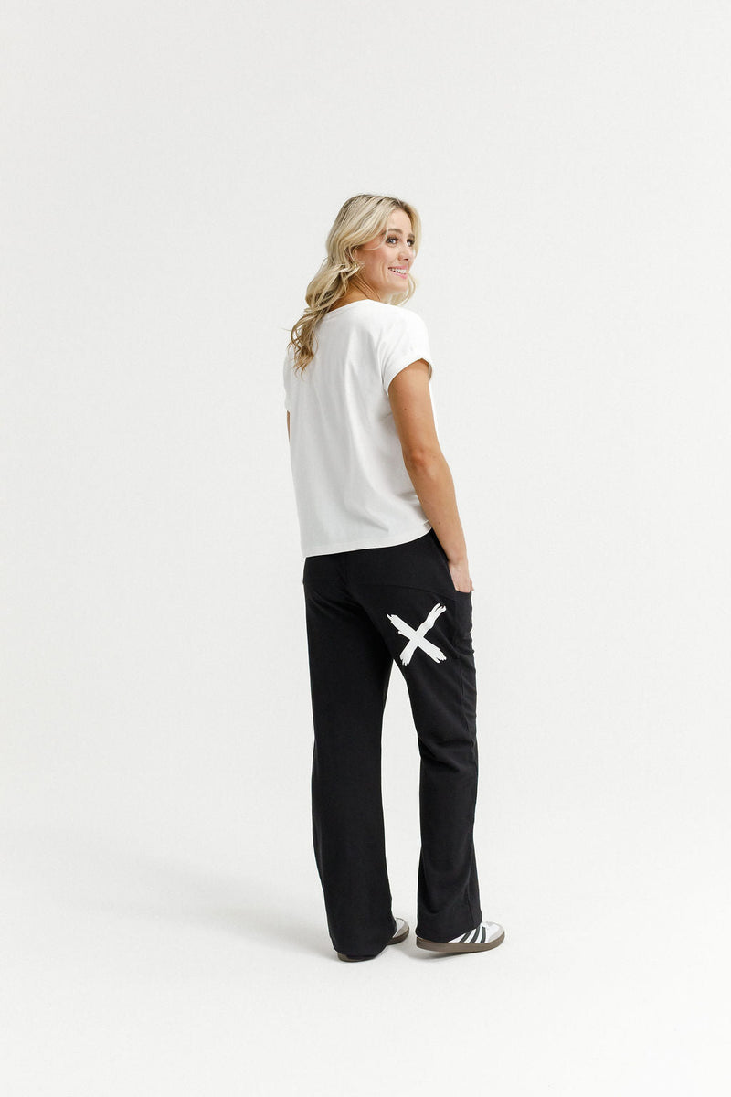 HOME - LEE_AVENUE PANTS BLACK WITH WHITE X _ AVENUE PANTS BLACK WITH WHITE X _ Ebony Boutique NZ