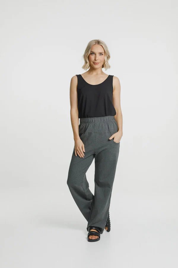 HOME LEE_AVENUE PANTS CHARCOAL WITH MATTE BLACK X _ AVENUE PANTS CHARCOAL WITH MATTE BLACK X _ Ebony Boutique NZ