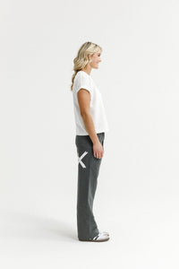 HOME LEE_AVENUE PANTS CHARCOAL WITH WHITE X _ AVENUE PANTS CHARCOAL WITH WHITE X _ Ebony Boutique NZ