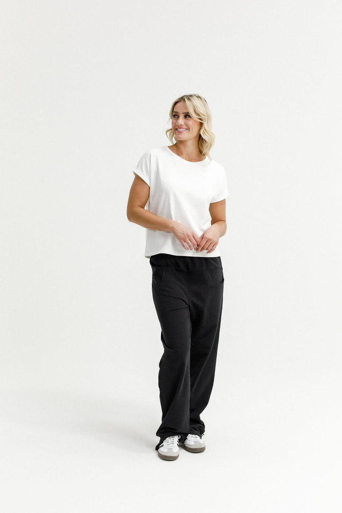 HOME - LEE_AVENUE PANTS WITH MATTE BLACK PRINT _ AVENUE PANTS WITH MATTE BLACK PRINT _ Ebony Boutique NZ