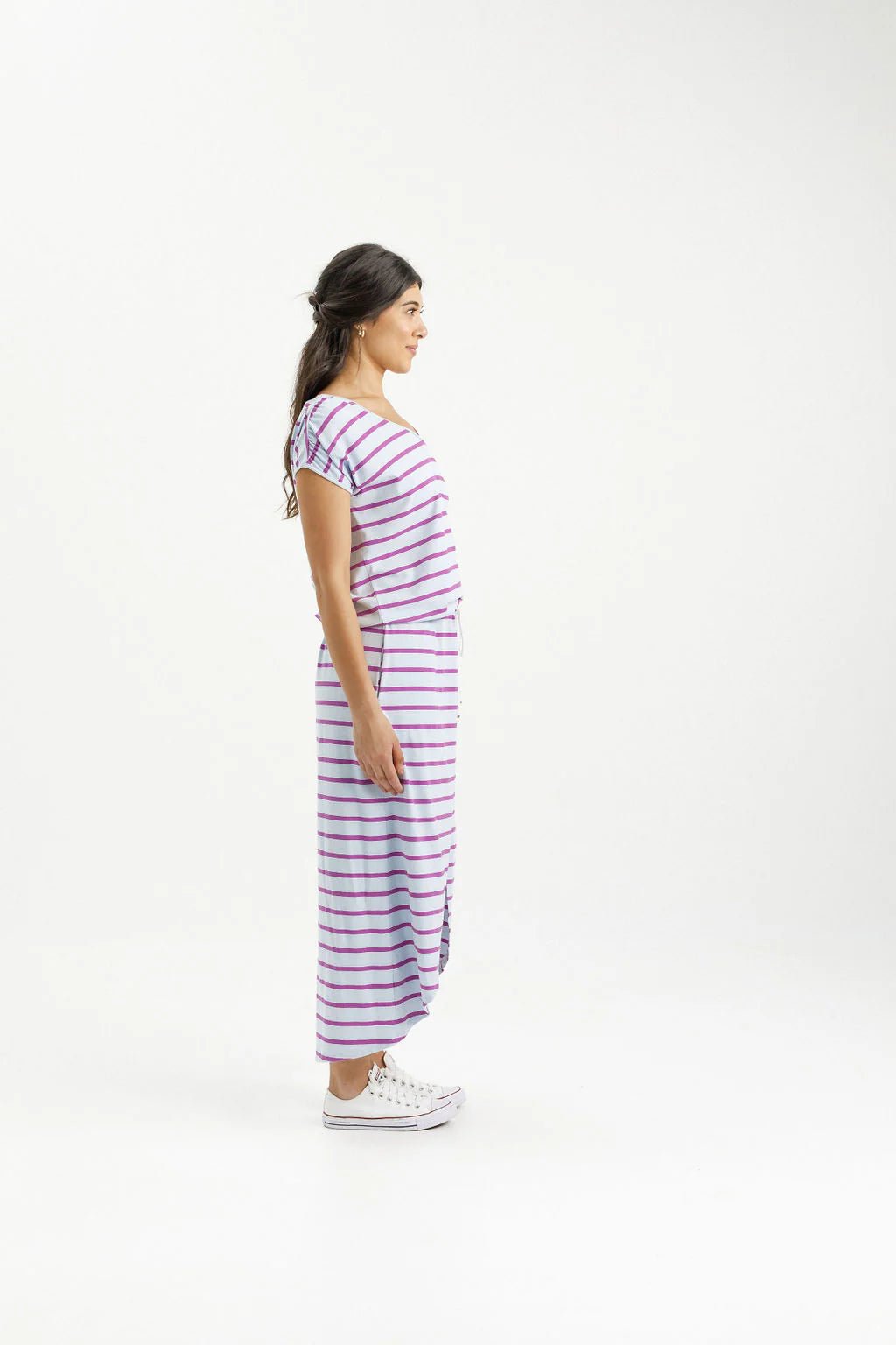 HOME LEE_CHELSEA DRESS ORCHID STRIPE _ CHELSEA DRESS ORCHID STRIPE _ Ebony Boutique NZ