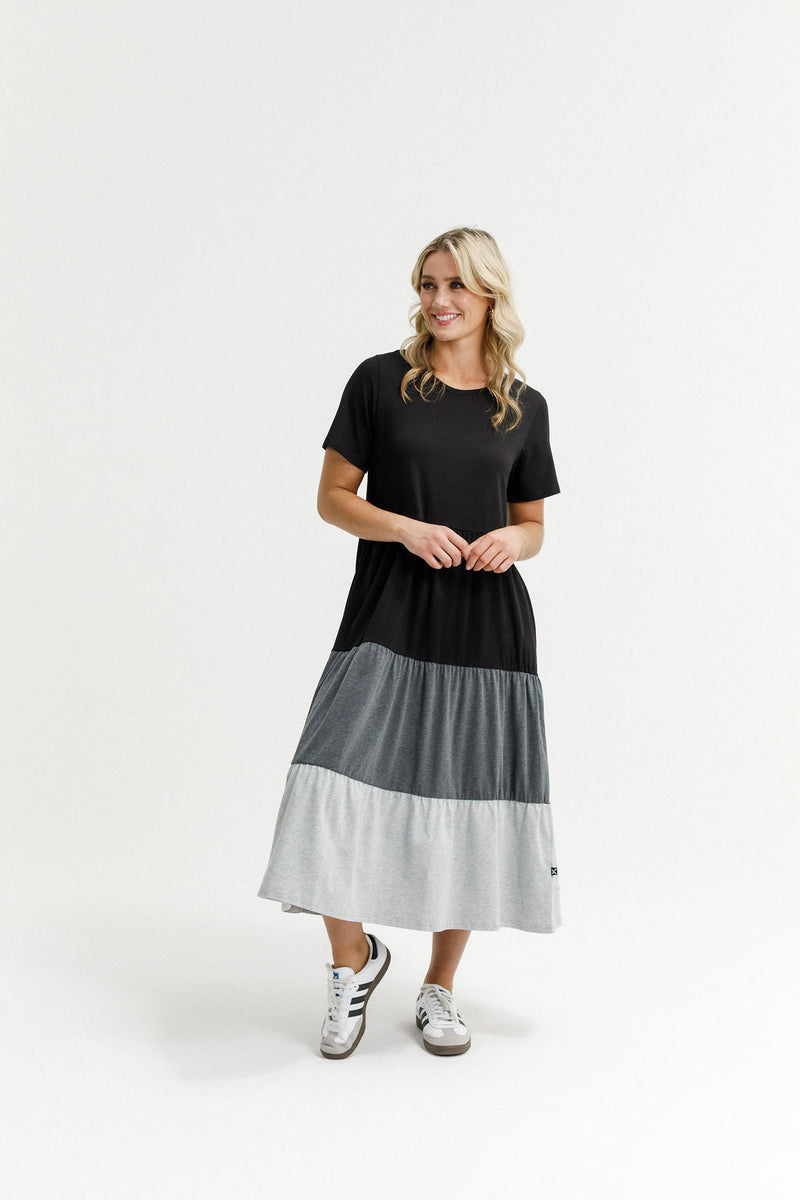HOME - LEE_KENDALL DRESS BLACK/CHARCOAL/GREY _ KENDALL DRESS BLACK/CHARCOAL/GREY _ Ebony Boutique NZ