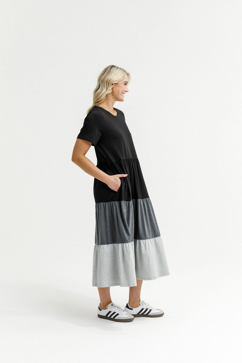 HOME - LEE_KENDALL DRESS BLACK/CHARCOAL/GREY _ KENDALL DRESS BLACK/CHARCOAL/GREY _ Ebony Boutique NZ