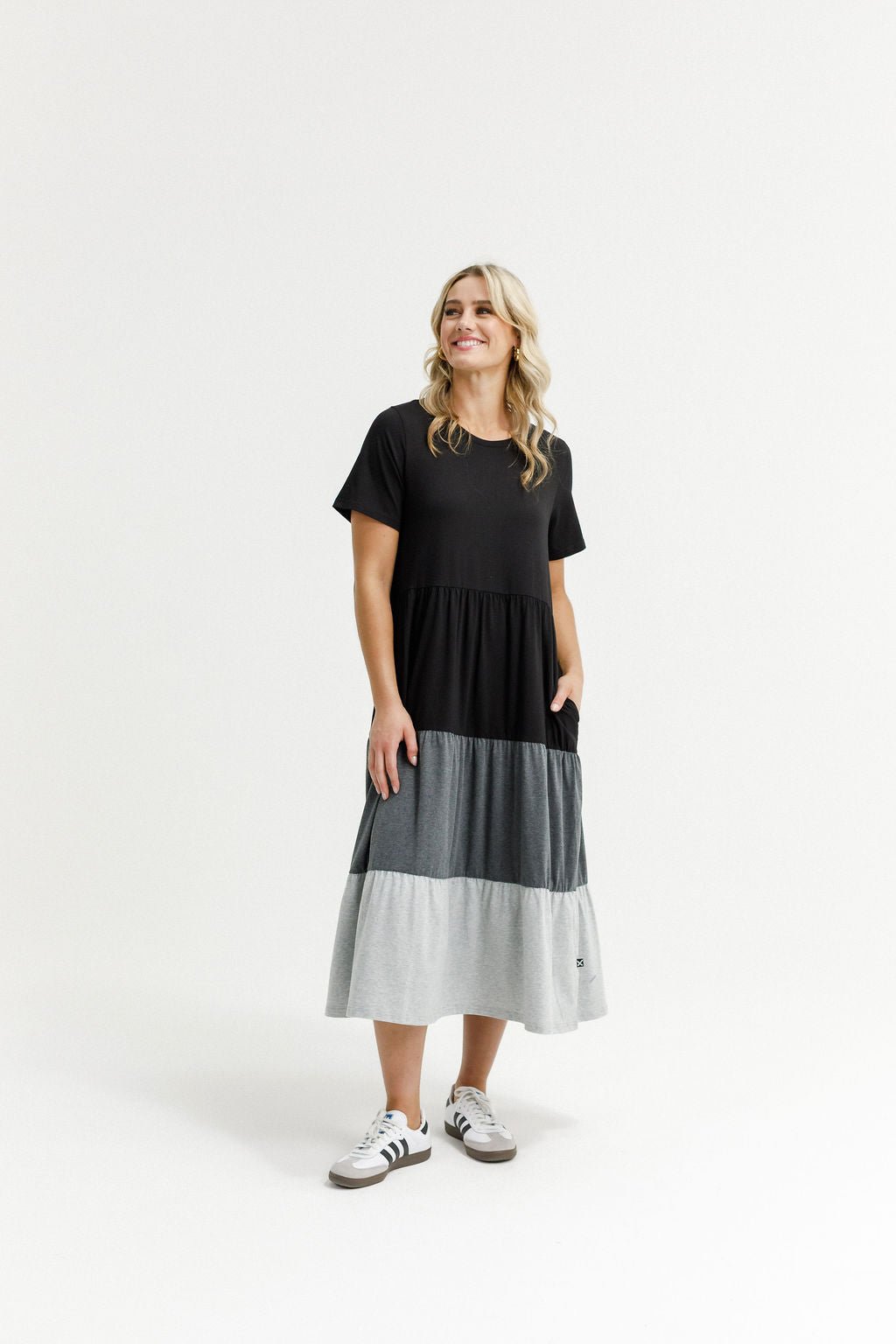 HOME - LEE_KENDALL DRESS BLACK/CHARCOAL/GREY _ KENDALL DRESS BLACK/CHARCOAL/GREY _ Ebony Boutique NZ