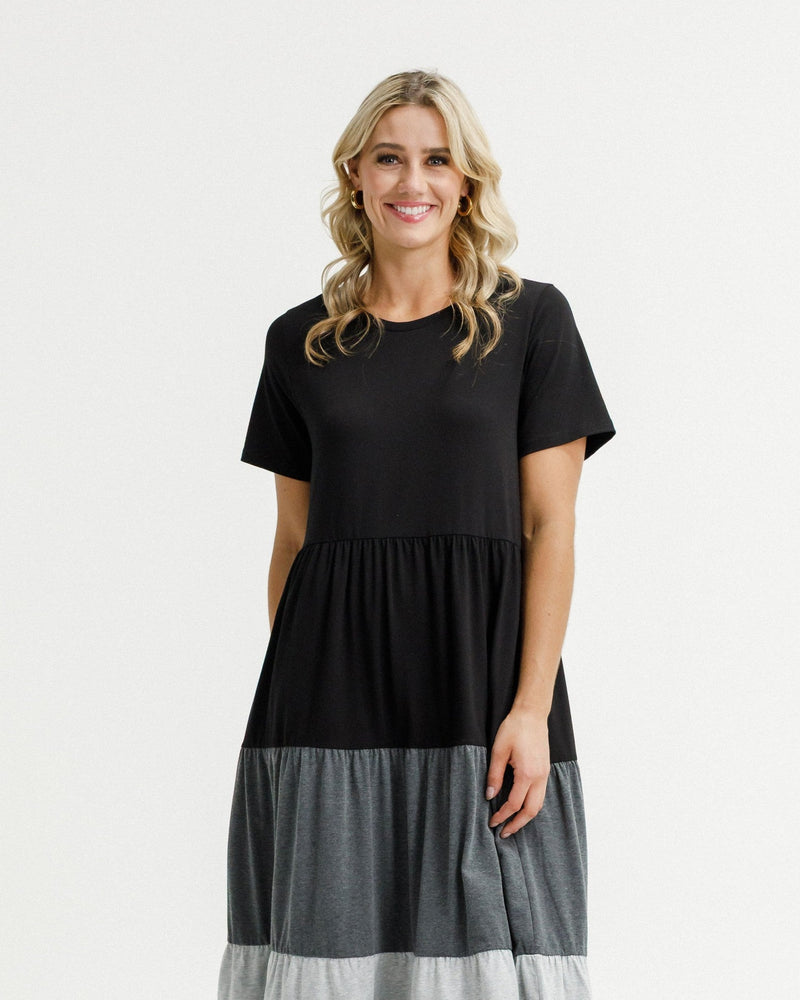 HOME - LEE_KENDALL DRESS BLACK/CHARCOAL/GREY _ KENDALL DRESS BLACK/CHARCOAL/GREY _ Ebony Boutique NZ