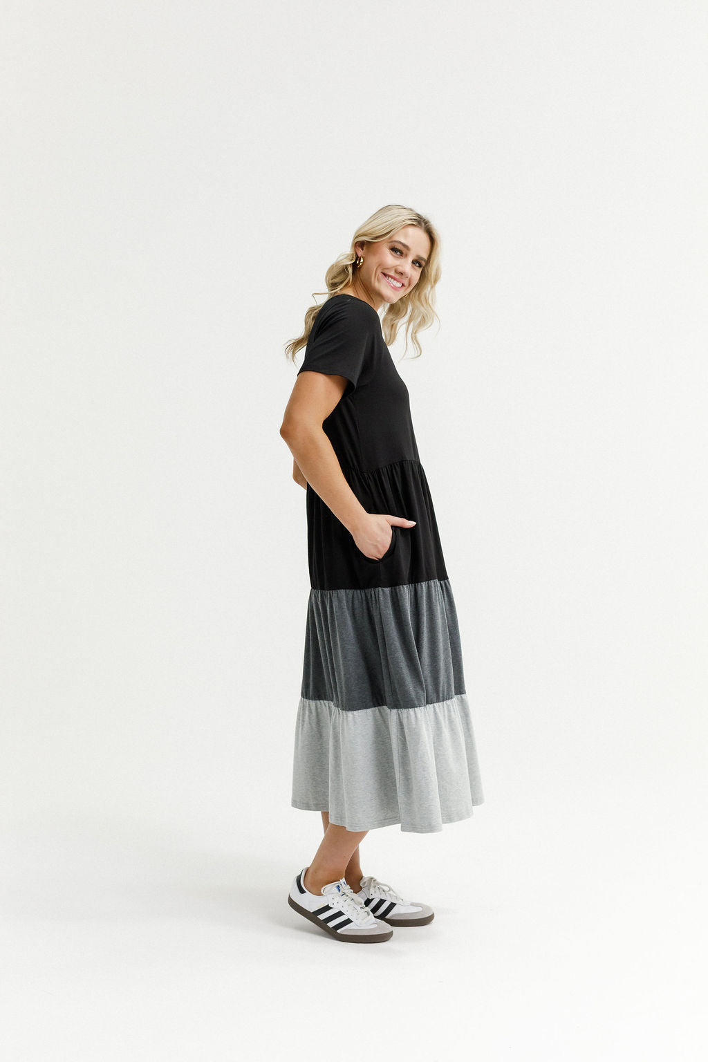 HOME - LEE_KENDALL DRESS BLACK/CHARCOAL/GREY _ KENDALL DRESS BLACK/CHARCOAL/GREY _ Ebony Boutique NZ