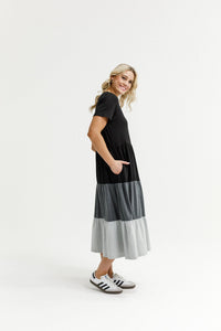 HOME - LEE_KENDALL DRESS BLACK/CHARCOAL/GREY _ KENDALL DRESS BLACK/CHARCOAL/GREY _ Ebony Boutique NZ