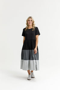HOME - LEE_KENDALL DRESS BLACK/CHARCOAL/GREY _ KENDALL DRESS BLACK/CHARCOAL/GREY _ Ebony Boutique NZ