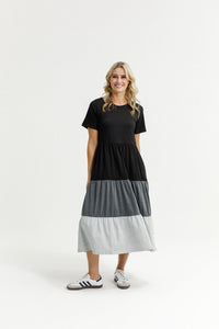 HOME - LEE_KENDALL DRESS BLACK/CHARCOAL/GREY _ KENDALL DRESS BLACK/CHARCOAL/GREY _ Ebony Boutique NZ
