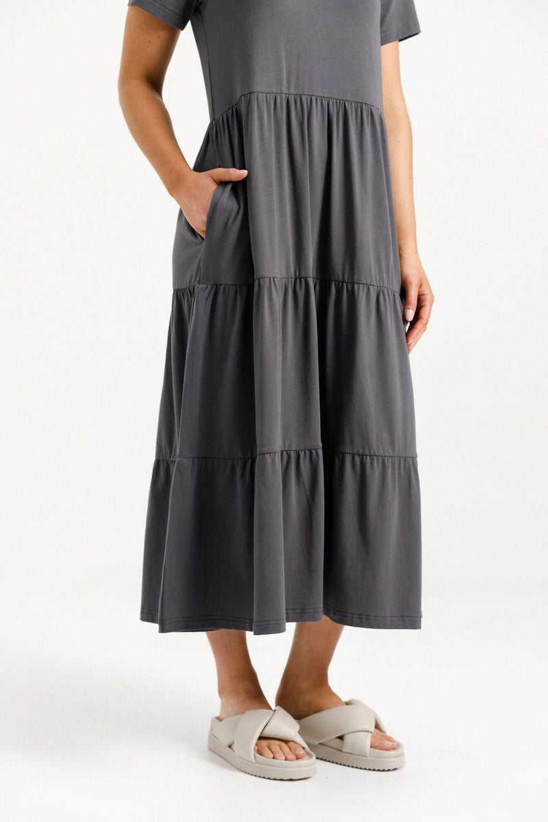 HOME LEE_KENDALL DRESS GRAPHITE _ KENDALL DRESS GRAPHITE _ Ebony Boutique NZ