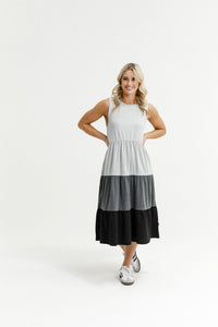 HOME - LEE_KENDALL SINGLET DRESS GREY/CHARCOAL/BLACK _ KENDALL SINGLET DRESS GREY/CHARCOAL/BLACK _ Ebony Boutique NZ
