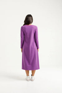 HOME - LEE_KINSLEY MIDI DRESS HYACINTH STRIPE _ KINSLEY MIDI DRESS HYACINTH STRIPE _ Ebony Boutique NZ