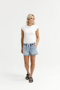 HOME - LEE_LAGOON DENIM CUT OFFS SNOW WASH _ LAGOON DENIM CUT OFFS SNOW WASH _ Ebony Boutique NZ