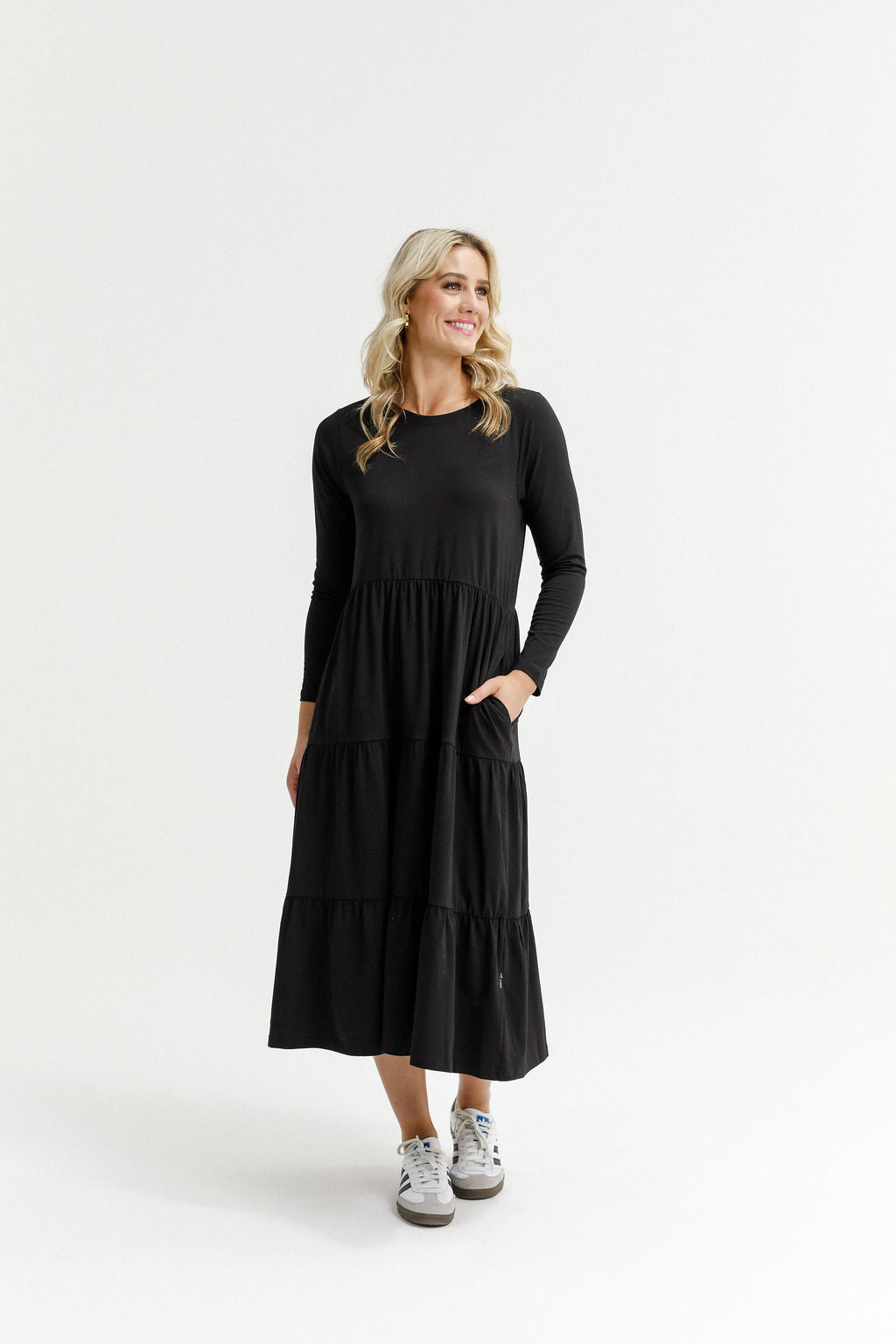 LONG SLEEVE KENDALL DRESS BLACK_by_HOME - LEE_women's_in_New Zealand_ LONG SLEEVE KENDALL DRESS BLACK _