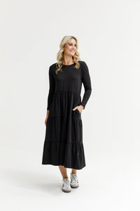 LONG SLEEVE KENDALL DRESS BLACK_by_HOME - LEE_women's_in_New Zealand_ LONG SLEEVE KENDALL DRESS BLACK _