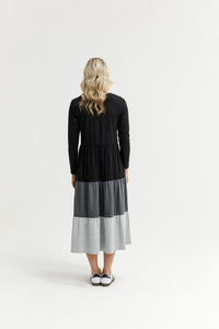 HOME - LEE_LONG SLEEVE KENDALL DRESS - BLACK/CHARCOAL/GREY _ LONG SLEEVE KENDALL DRESS - BLACK/CHARCOAL/GREY _ Ebony Boutique NZ