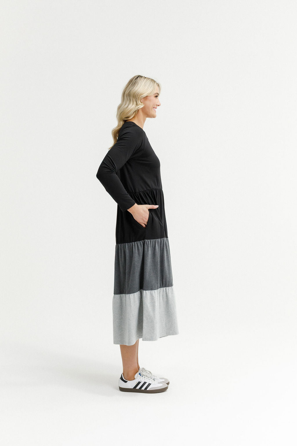 HOME - LEE_LONG SLEEVE KENDALL DRESS - BLACK/CHARCOAL/GREY _ LONG SLEEVE KENDALL DRESS - BLACK/CHARCOAL/GREY _ Ebony Boutique NZ