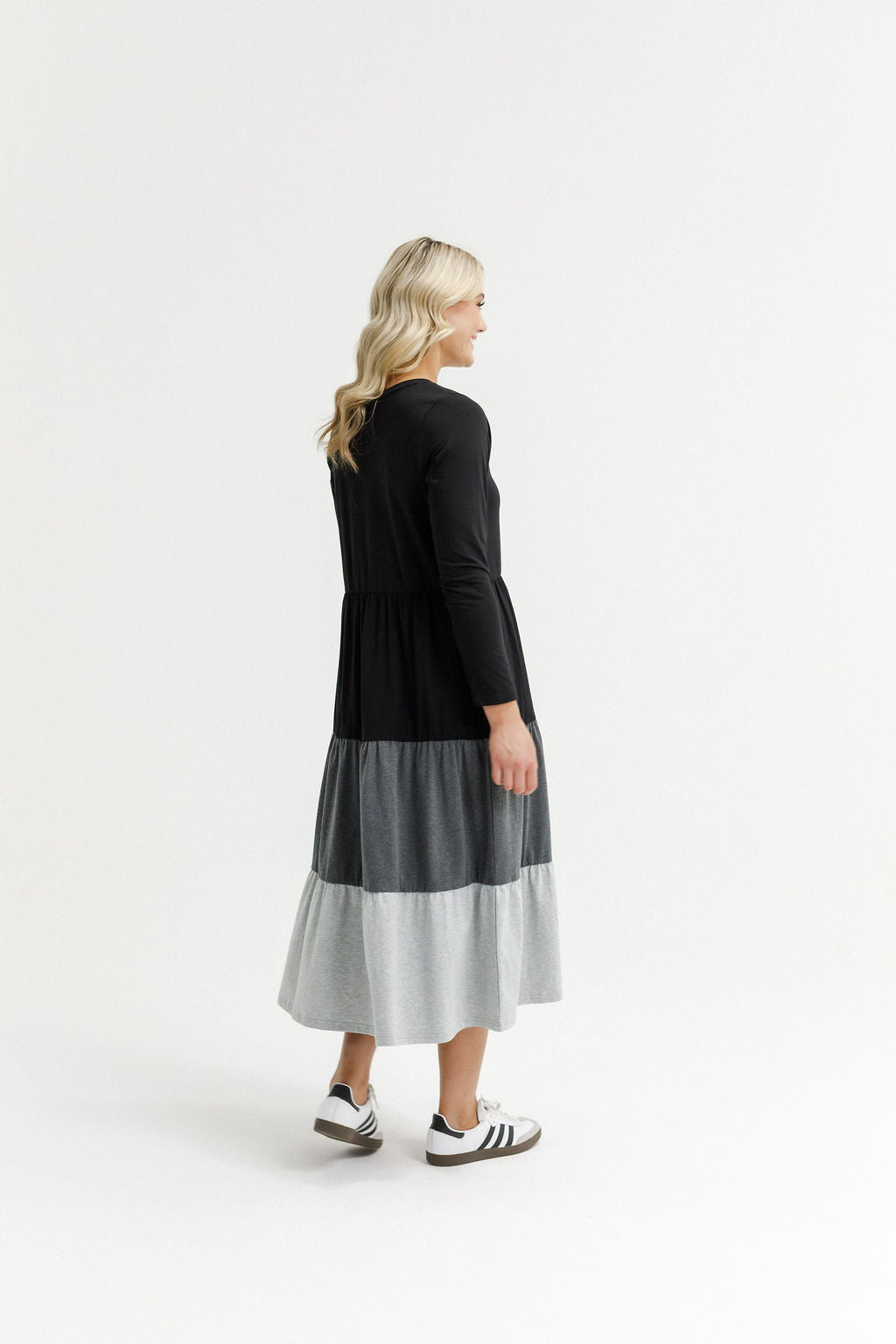 HOME - LEE_LONG SLEEVE KENDALL DRESS - BLACK/CHARCOAL/GREY _ LONG SLEEVE KENDALL DRESS - BLACK/CHARCOAL/GREY _ Ebony Boutique NZ
