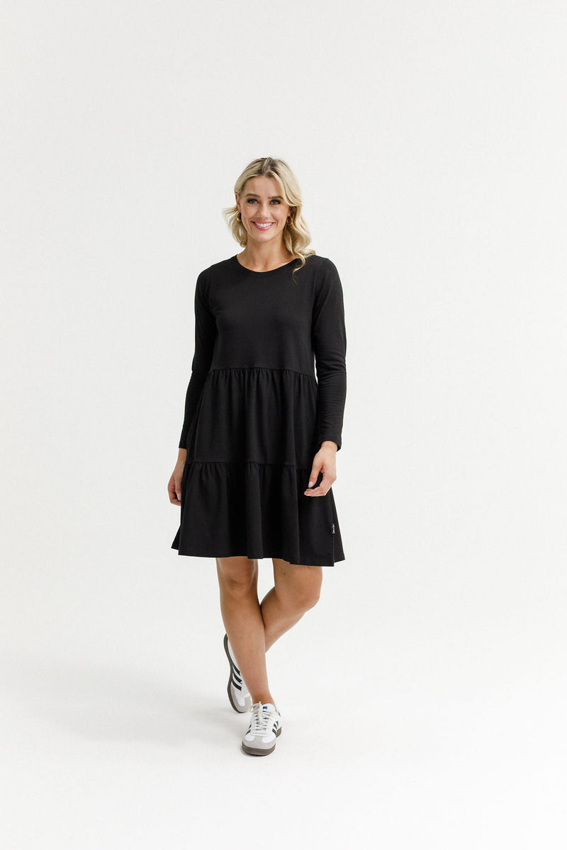 HOME - LEE_LONG SLEEVE KYLIE DRESS - BLACK _ LONG SLEEVE KYLIE DRESS - BLACK _ Ebony Boutique NZ