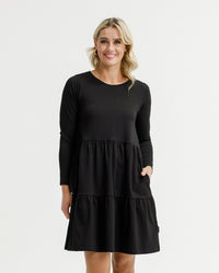 HOME - LEE_LONG SLEEVE KYLIE DRESS - BLACK _ LONG SLEEVE KYLIE DRESS - BLACK _ Ebony Boutique NZ