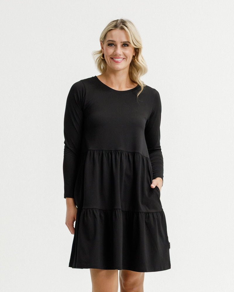 HOME - LEE_LONG SLEEVE KYLIE DRESS - BLACK _ LONG SLEEVE KYLIE DRESS - BLACK _ Ebony Boutique NZ