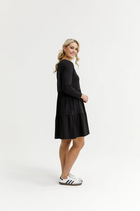 HOME - LEE_LONG SLEEVE KYLIE DRESS - BLACK _ LONG SLEEVE KYLIE DRESS - BLACK _ Ebony Boutique NZ