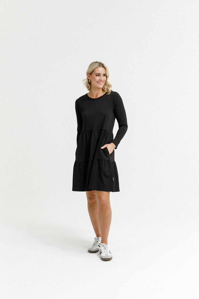 HOME - LEE_LONG SLEEVE KYLIE DRESS - BLACK _ LONG SLEEVE KYLIE DRESS - BLACK _ Ebony Boutique NZ