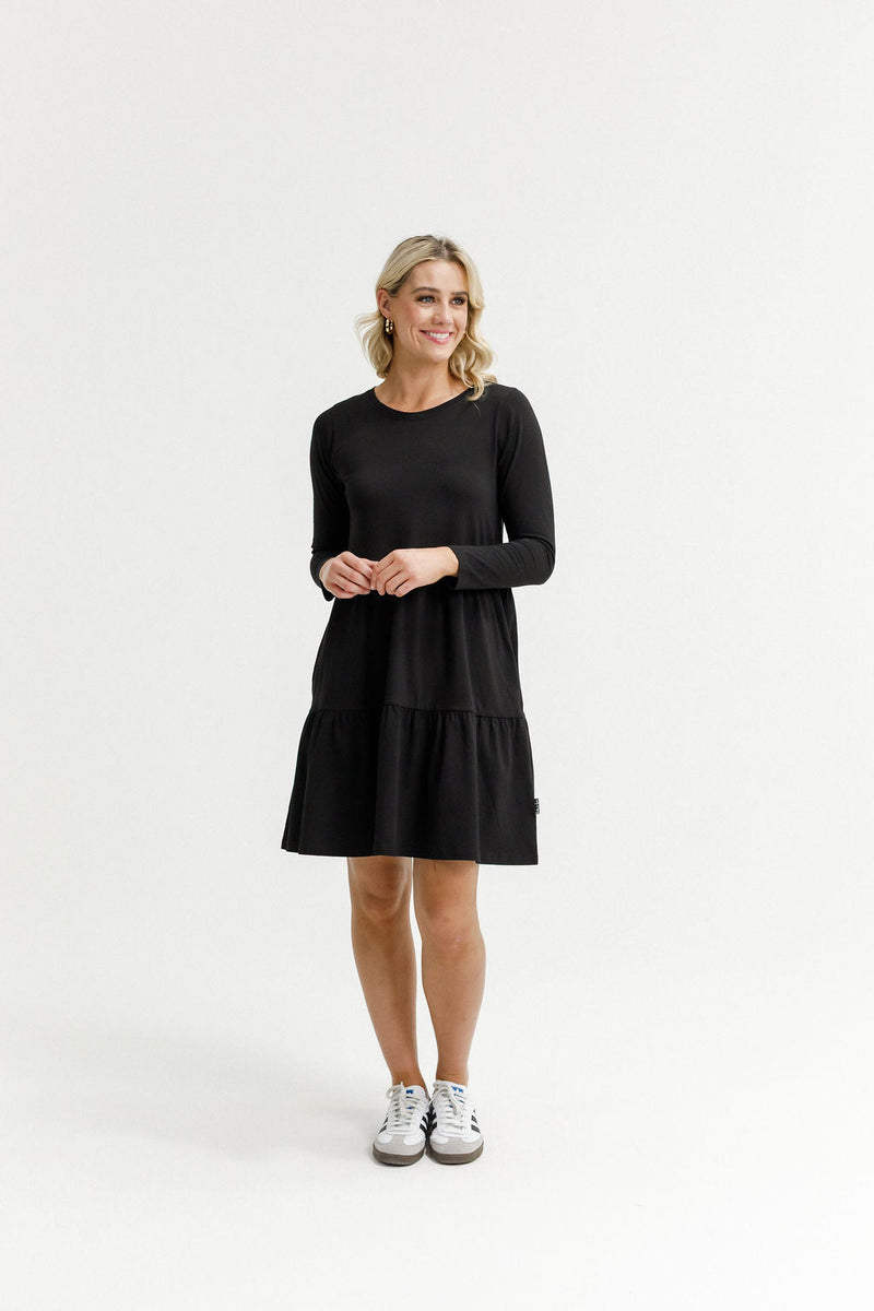HOME - LEE_LONG SLEEVE KYLIE DRESS - BLACK _ LONG SLEEVE KYLIE DRESS - BLACK _ Ebony Boutique NZ