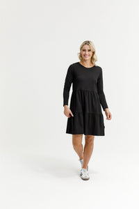HOME - LEE_LONG SLEEVE KYLIE DRESS - BLACK _ LONG SLEEVE KYLIE DRESS - BLACK _ Ebony Boutique NZ