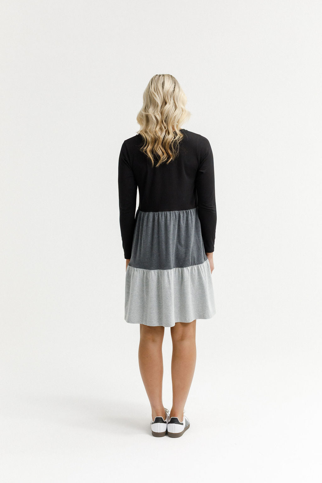 HOME - LEE_LONG SLEEVE KYLIE DRESS - BLACK/CHARCOAL/GREY _ LONG SLEEVE KYLIE DRESS - BLACK/CHARCOAL/GREY _ Ebony Boutique NZ