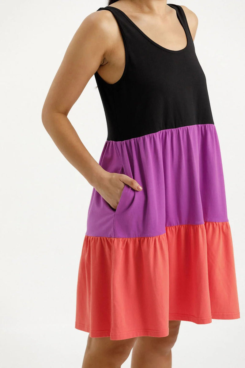 HOME LEE_MISCHA DRESS BLACK/ORCHID/BERRY _ MISCHA DRESS BLACK/ORCHID/BERRY _ Ebony Boutique NZ