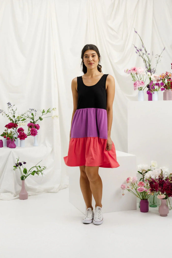 HOME LEE_MISCHA DRESS BLACK/ORCHID/BERRY _ MISCHA DRESS BLACK/ORCHID/BERRY _ Ebony Boutique NZ