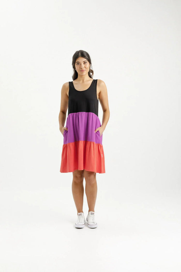 HOME LEE_MISCHA DRESS BLACK/ORCHID/BERRY _ MISCHA DRESS BLACK/ORCHID/BERRY _ Ebony Boutique NZ