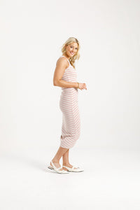 HOME LEE_NIKITA DRESS IVORY / BLOOM STRIPES _ NIKITA DRESS IVORY / BLOOM STRIPES _ Ebony Boutique NZ