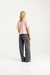 HOME LEE_PALAZZO PANTS GRAPHITE WITH BLOSSOM VELVET RIBBON _ PALAZZO PANTS GRAPHITE WITH BLOSSOM VELVET RIBBON _ Ebony Boutique NZ