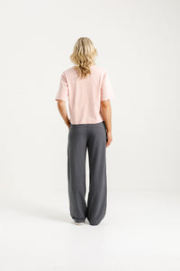 HOME LEE_PALAZZO PANTS GRAPHITE WITH BLOSSOM VELVET RIBBON _ PALAZZO PANTS GRAPHITE WITH BLOSSOM VELVET RIBBON _ Ebony Boutique NZ