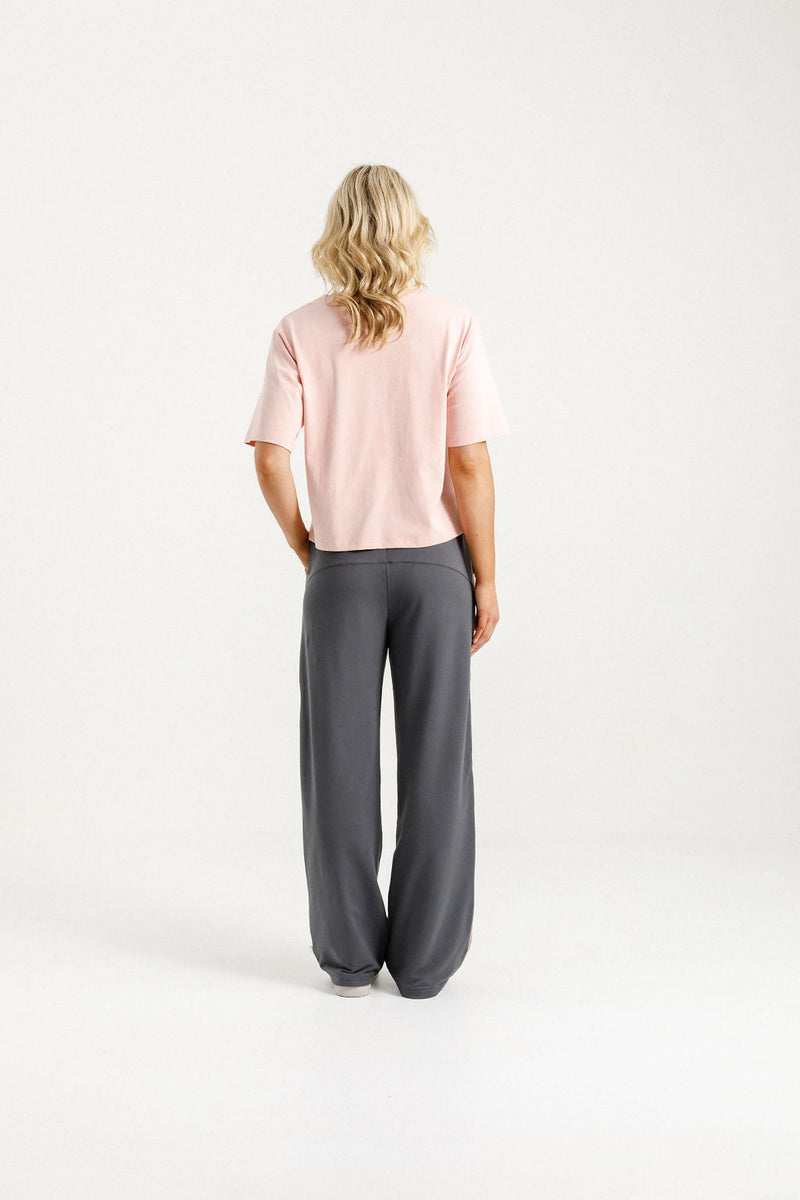HOME LEE_PALAZZO PANTS GRAPHITE WITH BLOSSOM VELVET RIBBON _ PALAZZO PANTS GRAPHITE WITH BLOSSOM VELVET RIBBON _ Ebony Boutique NZ