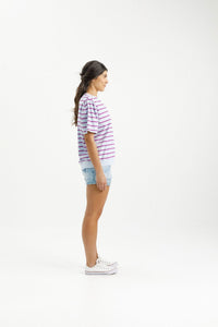 HOME LEE_WYLDER TEE ORCHID STRIPE WITH MINI X _ WYLDER TEE ORCHID STRIPE WITH MINI X _ Ebony Boutique NZ