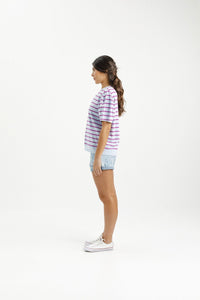 HOME LEE_WYLDER TEE ORCHID STRIPE WITH MINI X _ WYLDER TEE ORCHID STRIPE WITH MINI X _ Ebony Boutique NZ