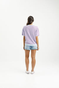 HOME LEE_WYLDER TEE ORCHID STRIPE WITH MINI X _ WYLDER TEE ORCHID STRIPE WITH MINI X _ Ebony Boutique NZ