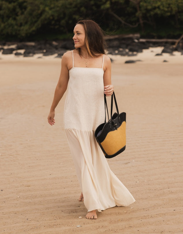 MALTA TOTE BAG RAFFIA / BLACK